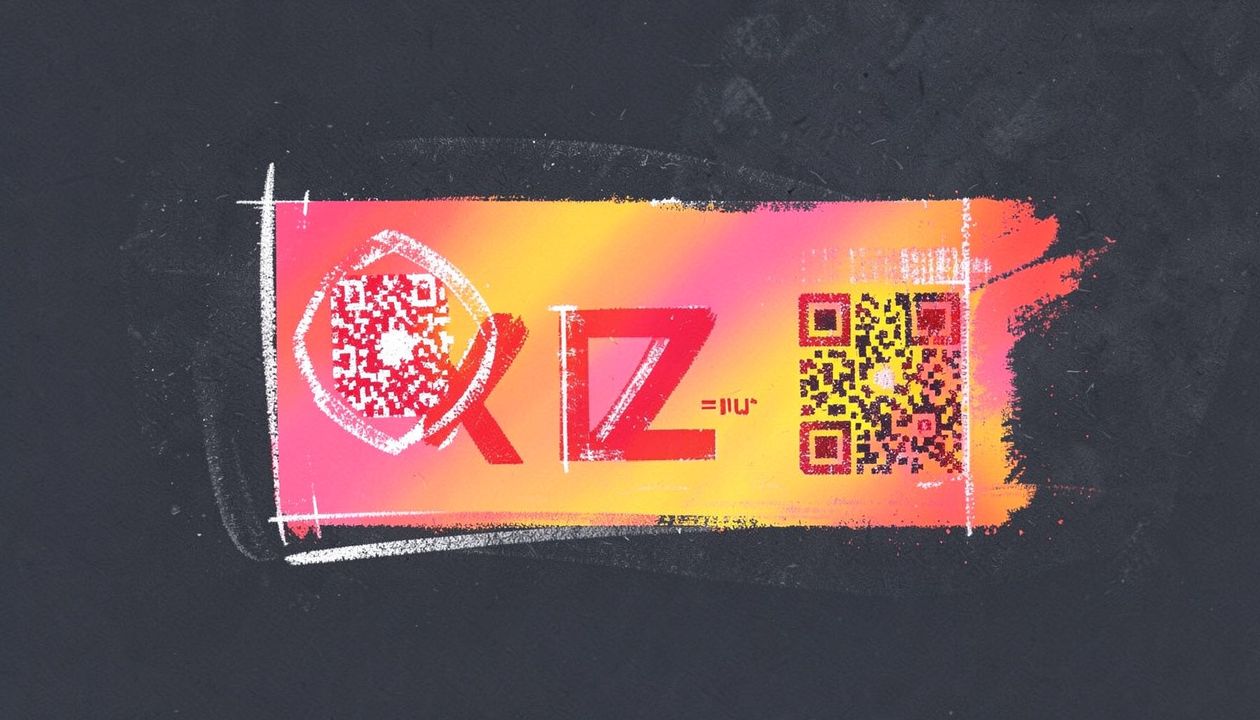 Промо-баннер портала KZ-plus в виде яркого билета с QR-кодом, выполненный в красно-жёлтых тонах с плавными розовыми градиентами